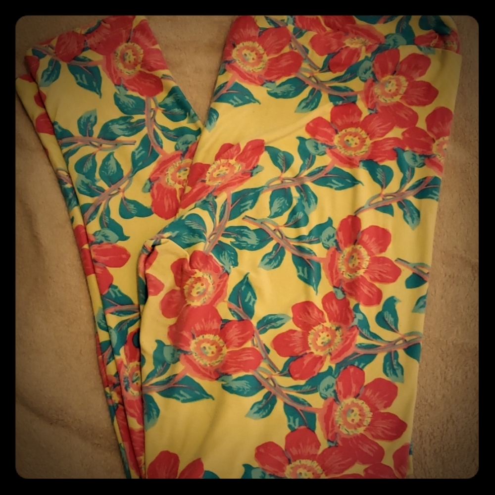 Flower Lularoe Leggings, EUC, Size TC